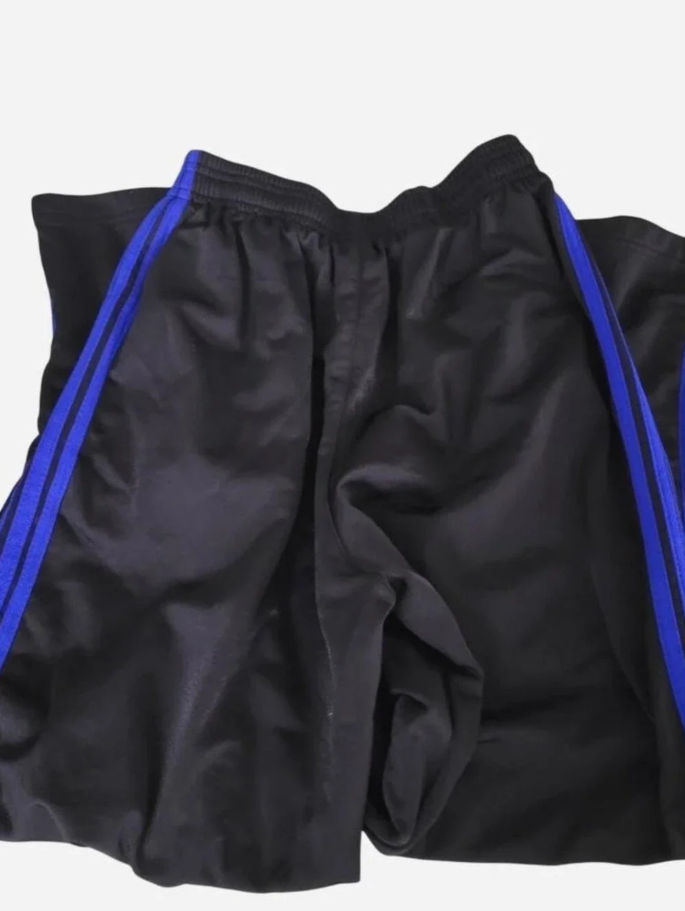 Boys Medium Adidas Black Sweatpants With Blue Stripes